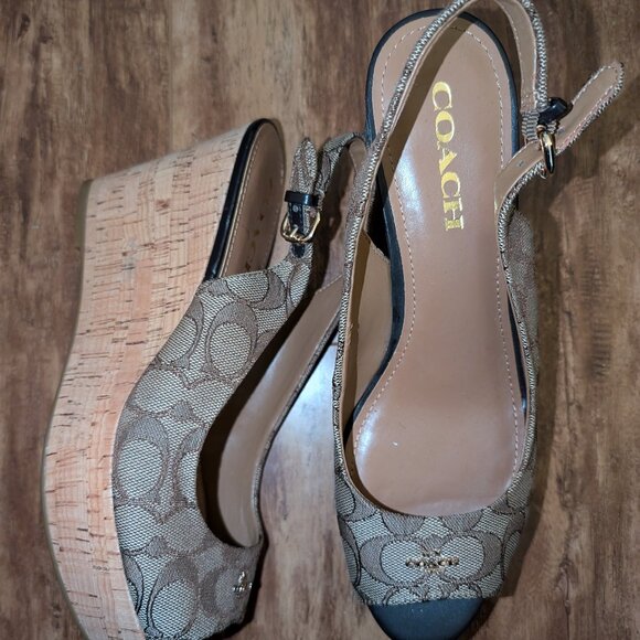 Authentic Coach Cork sandal wedge's - Picture 1 of 1